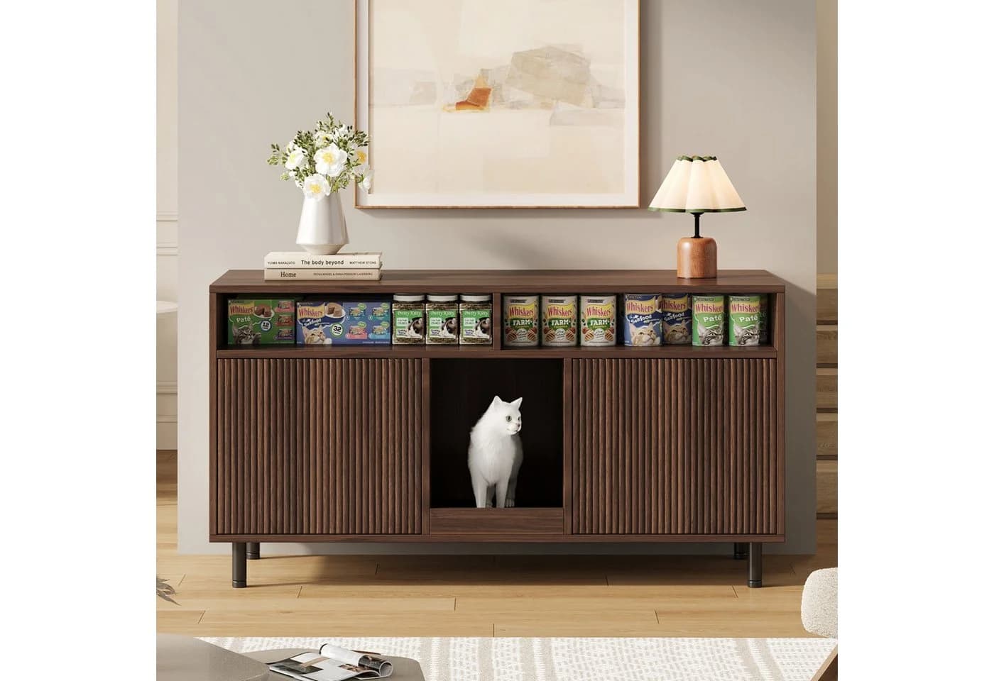 ANYSUN Sideboard Katzentoiletten-Schrank mit Rippentüren - Bild 4