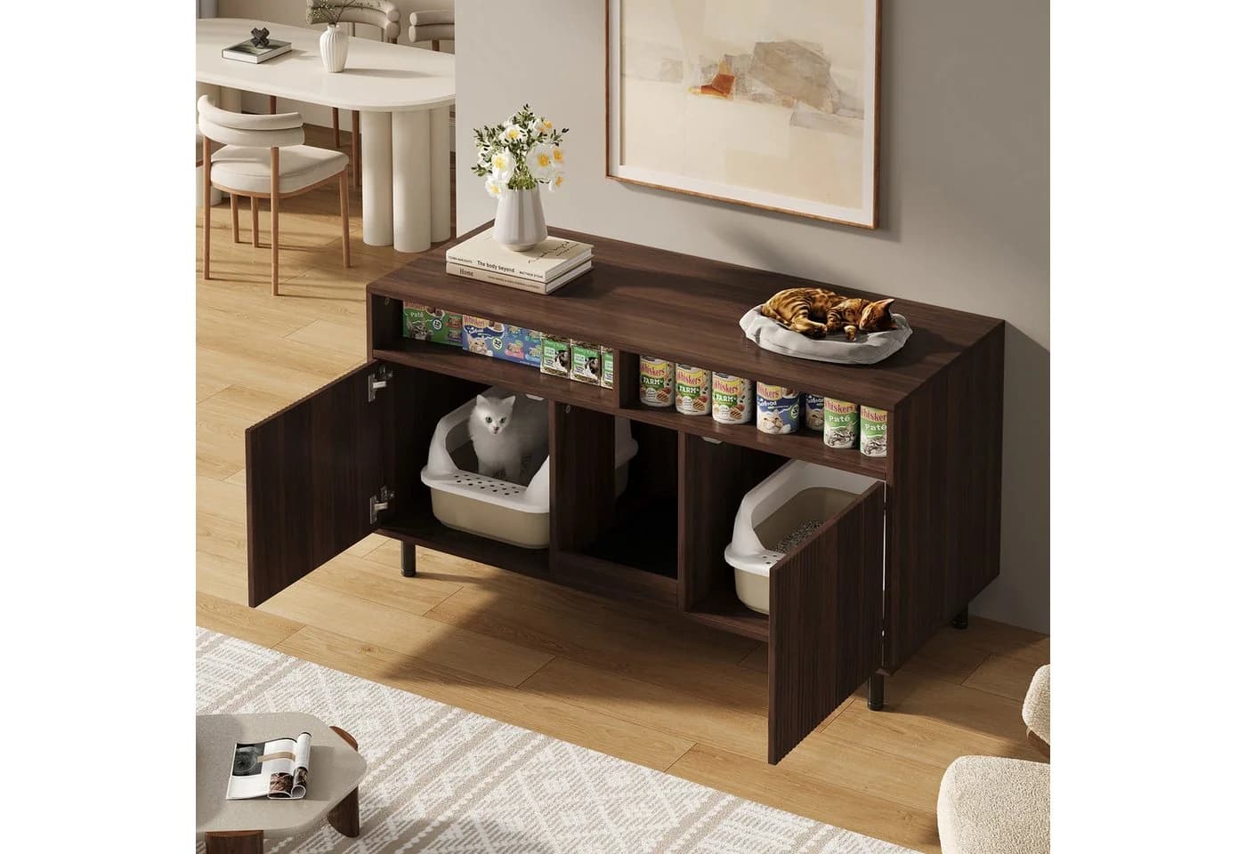 ANYSUN Sideboard Katzentoiletten-Schrank mit Rippentüren - Bild 5