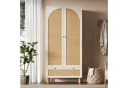 ANYSUN Kleiderschrank Landhausstil Weiß mit Rattan-Akzenten Bild 1