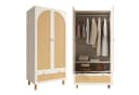 ANYSUN Kleiderschrank Landhausstil Weiß mit Rattan-Akzenten Bild 2