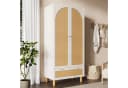 ANYSUN Kleiderschrank Landhausstil Weiß mit Rattan-Akzenten Bild 3