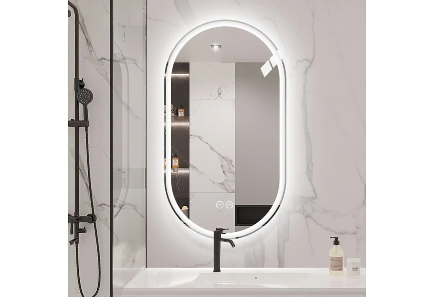 ANYSUN LED Wandspiegel Oval Entnebelung Aluminium - Bild 2