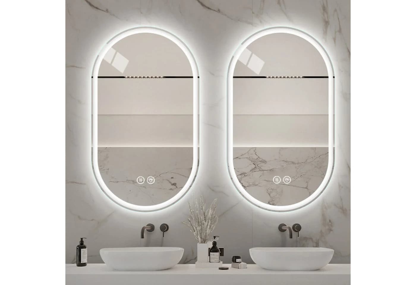 ANYSUN LED Wandspiegel Oval Entnebelung Aluminium - Bild 4