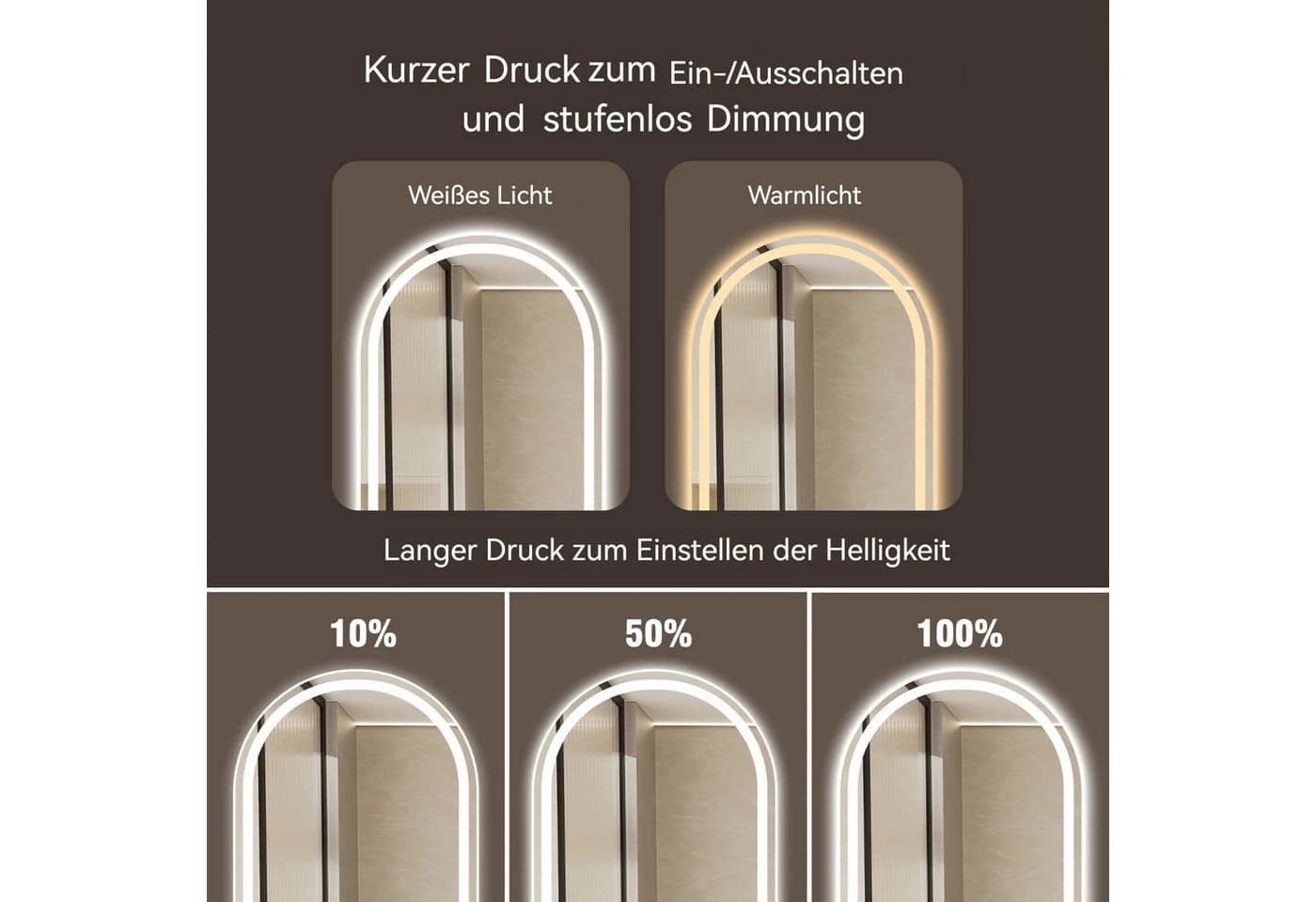ANYSUN LED Wandspiegel Oval Entnebelung Aluminium - Bild 5