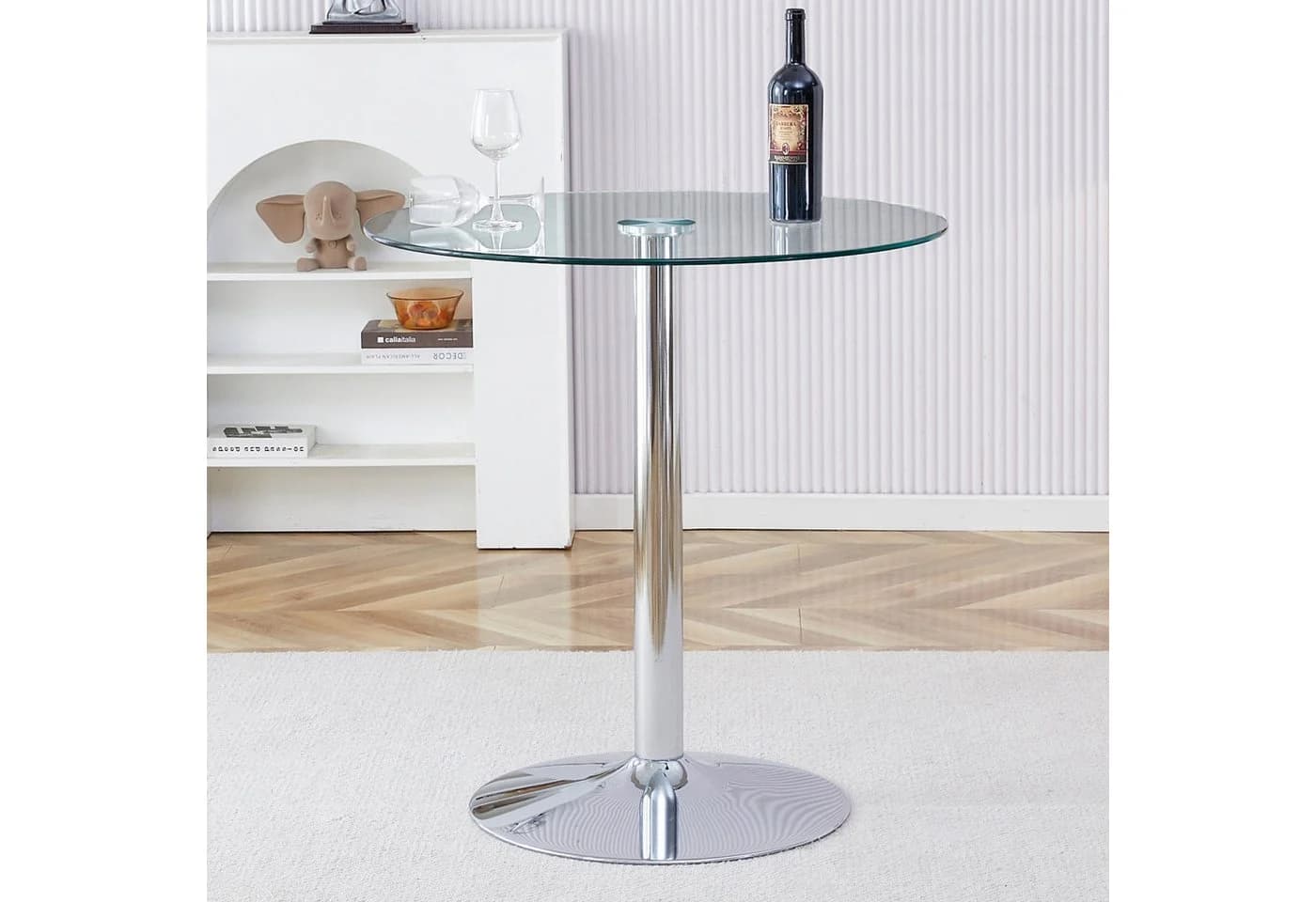 ANYSUN Glastisch Rund Glas Silber Minimalistisch - Bild 2