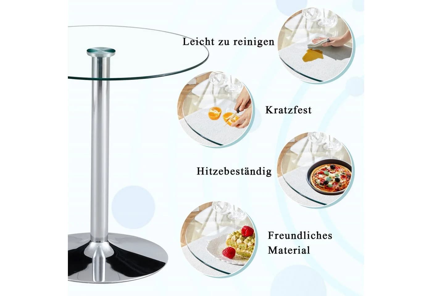 ANYSUN Glastisch Rund Glas Silber Minimalistisch - Bild 4