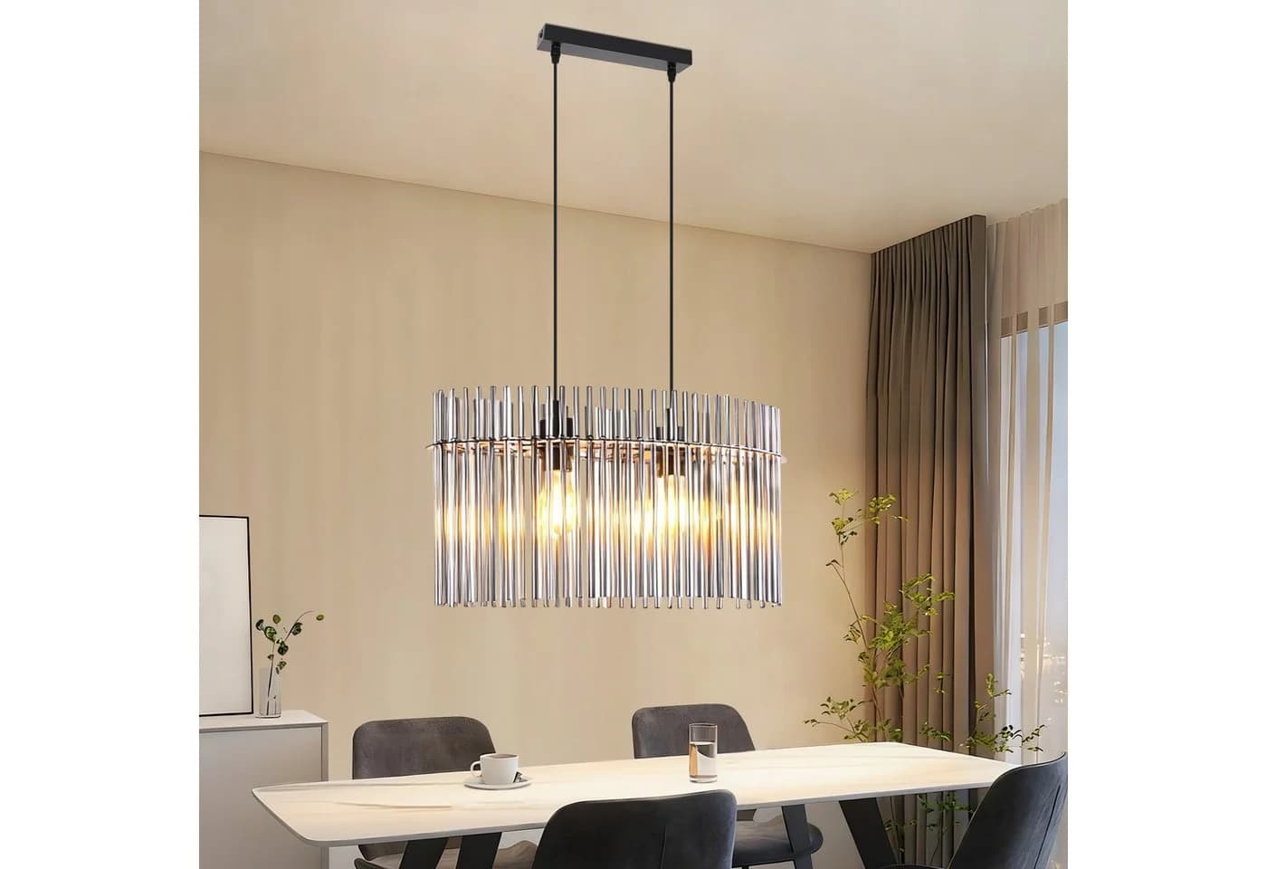 Nettlife Pendelleuchte Retro Schwarz/Gold 2 Flammig Hängelampe Ø 60cm