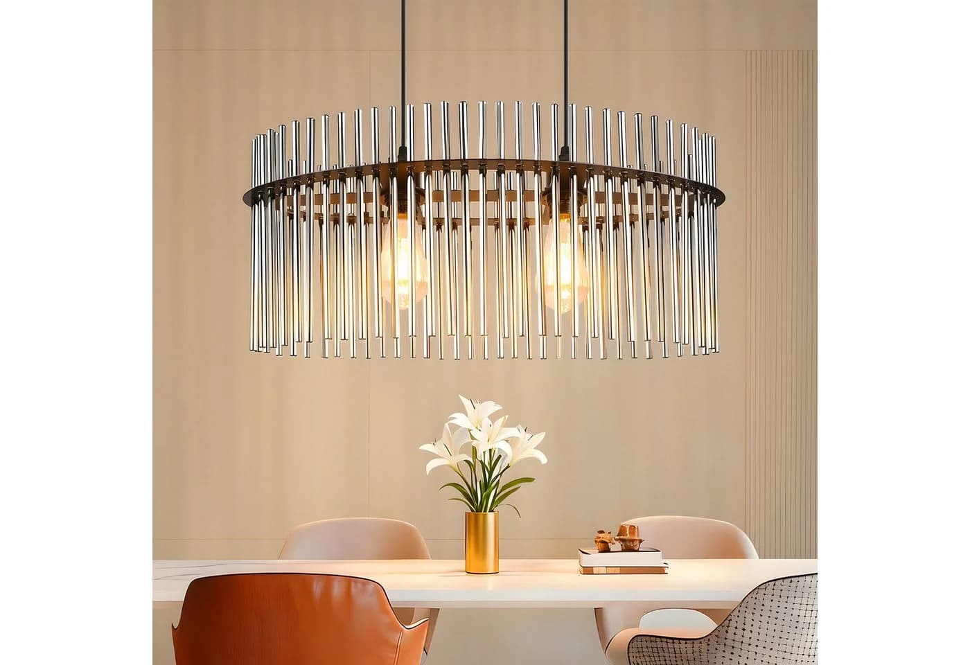 Nettlife Pendelleuchte Retro Schwarz/Gold 2 Flammig Hängelampe Ø 60cm - Bild 2