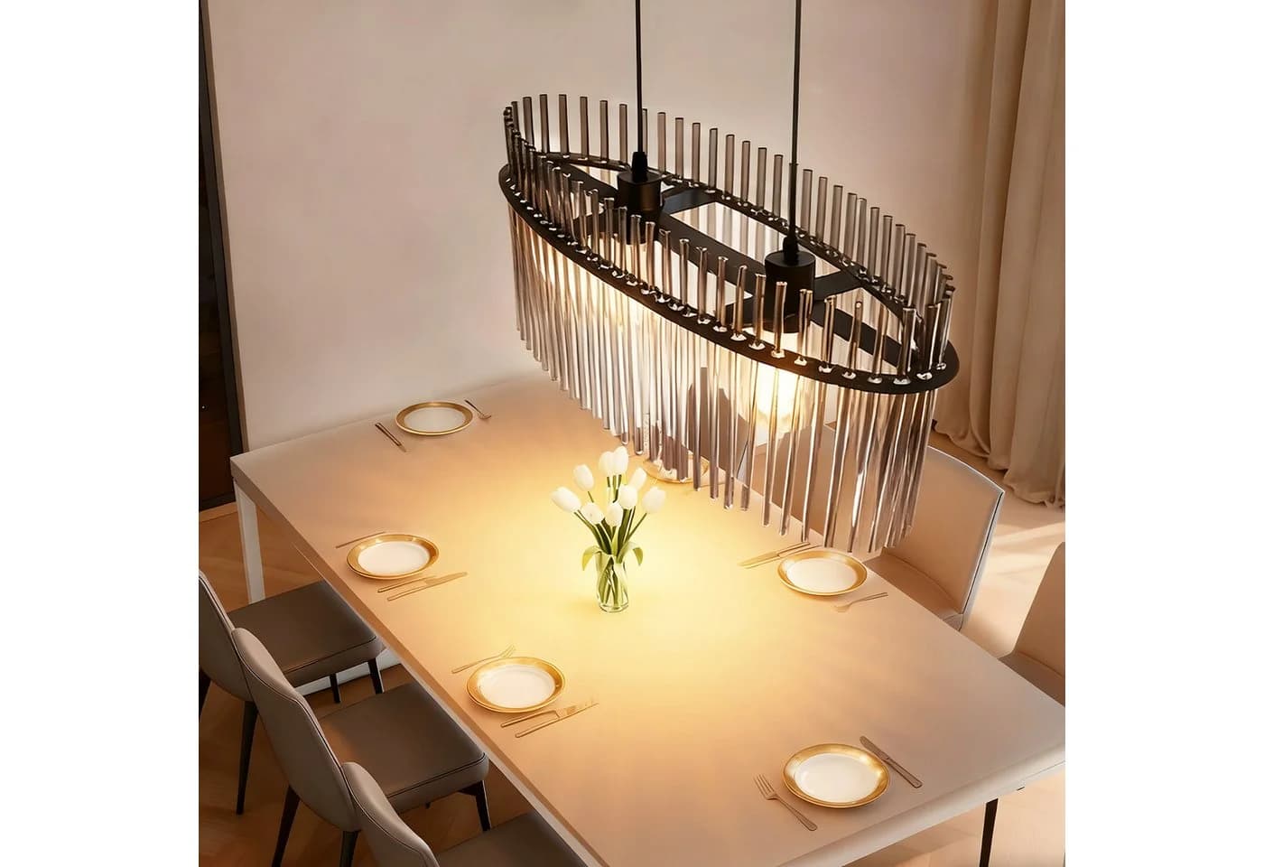 Nettlife Pendelleuchte Retro Schwarz/Gold 2 Flammig Hängelampe Ø 60cm - Bild 4