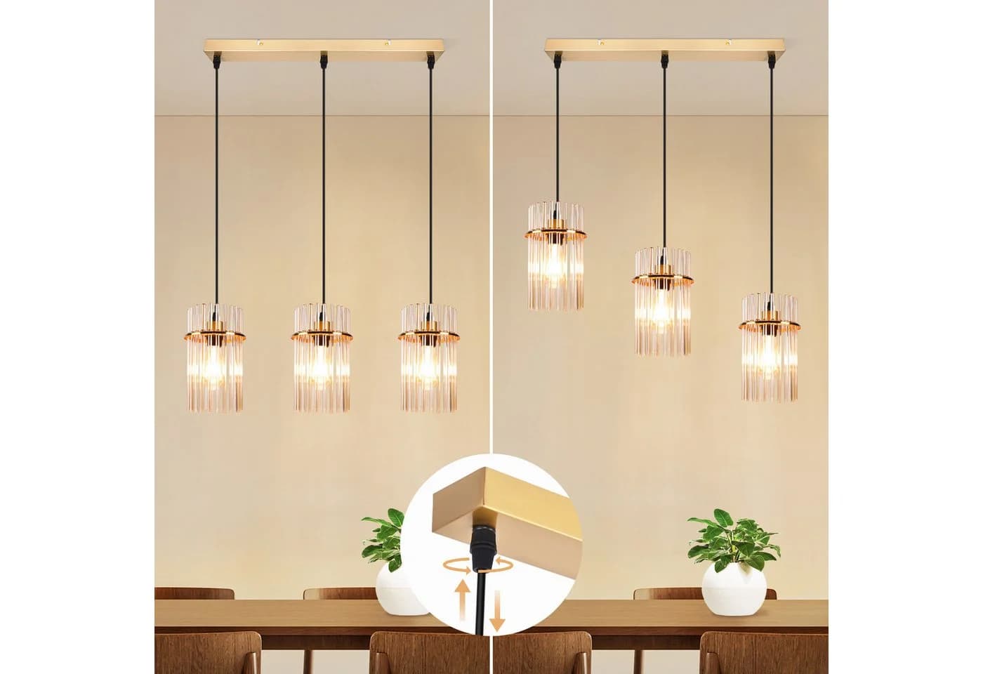 Nettlife LED Pendelleuchte Retro Gold/Schwarz E27 Hängeleuchte 16cm - Bild 5