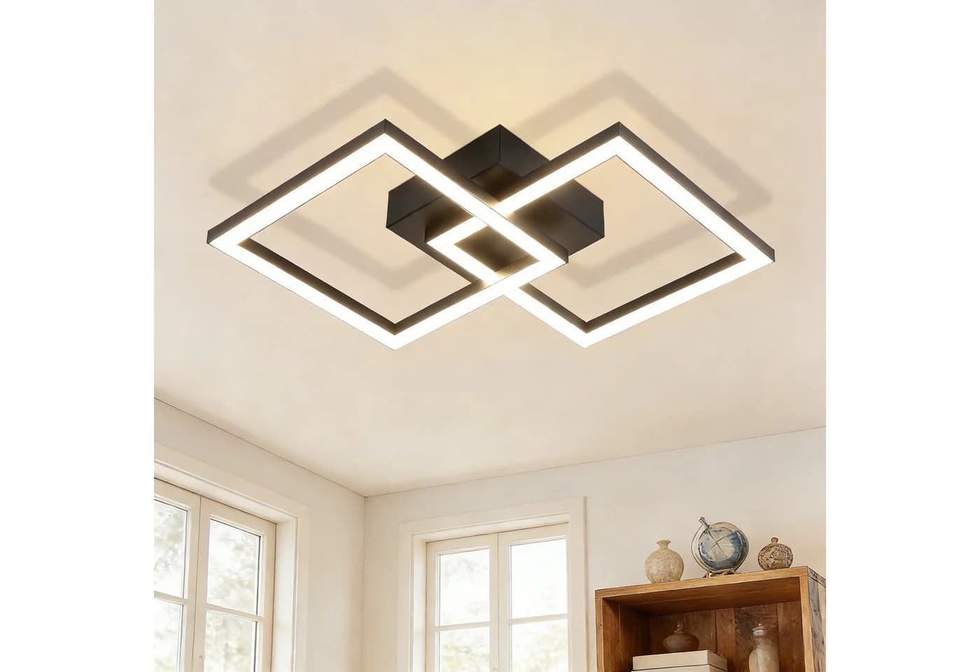 Nettlife LED Deckenleuchte Modern Schwarz Eckig Schlafzimmer 24W Metall 4000K - Bild 2