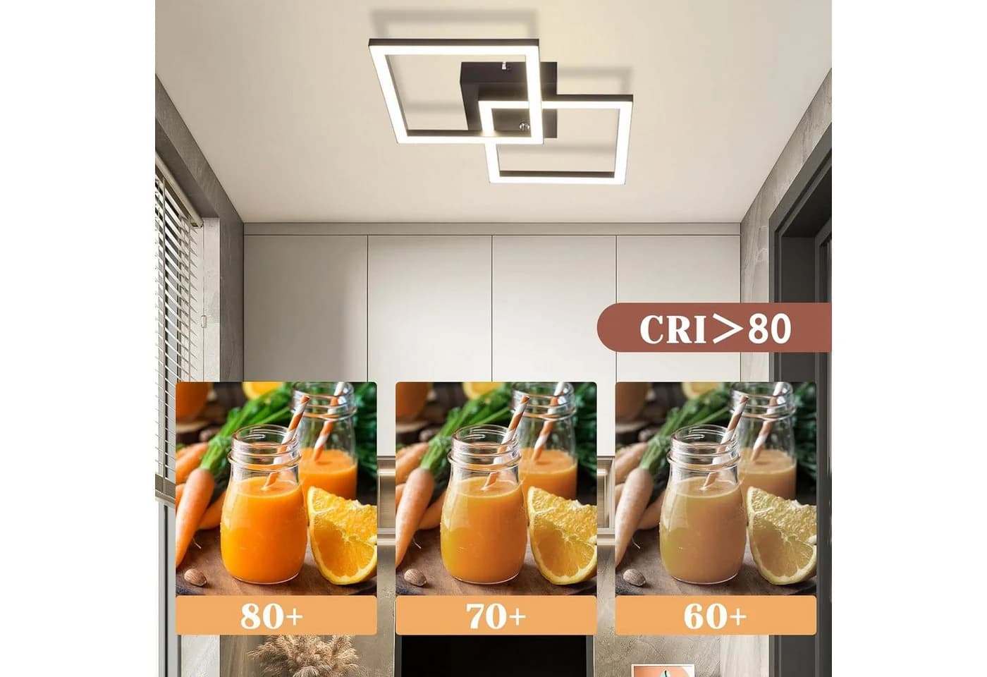 Nettlife LED Deckenleuchte Modern Schwarz Eckig Schlafzimmer 24W Metall 4000K - Bild 5