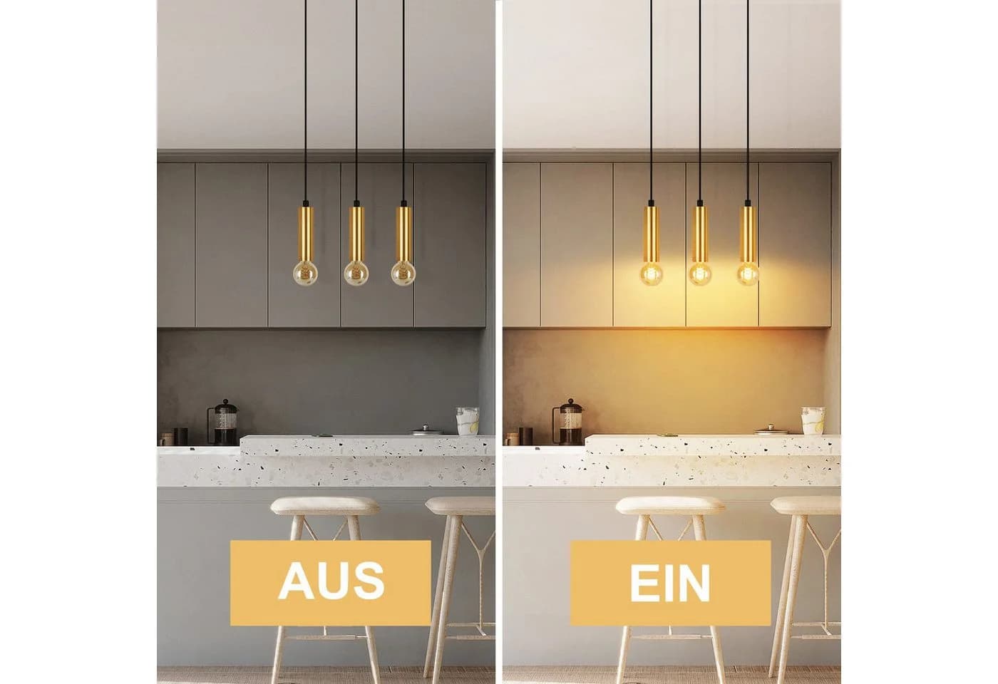 Nettlife Hängeleuchte Schwarz Gold E27 Industrial Pendelleuchte - Bild 4