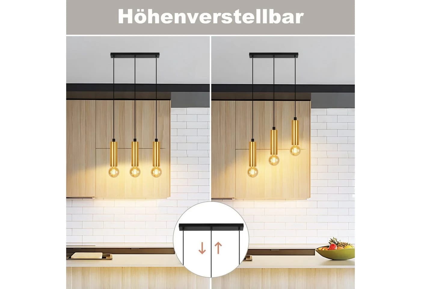 Nettlife Hängeleuchte Schwarz Gold E27 Industrial Pendelleuchte - Bild 5