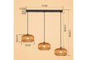 Nettlife Pendelleuchte Rattan 3-flammig Höhenverstellbar Boho E27 Bild 3