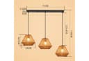 Nettlife Pendelleuchte Rattan 3 flammig Höhenverstellbar Boho E27 Hängeleuchte, Diamantflecht, Ohne Leuchtmittel, für Schlafzimmer Wohnzimmer Bild 3