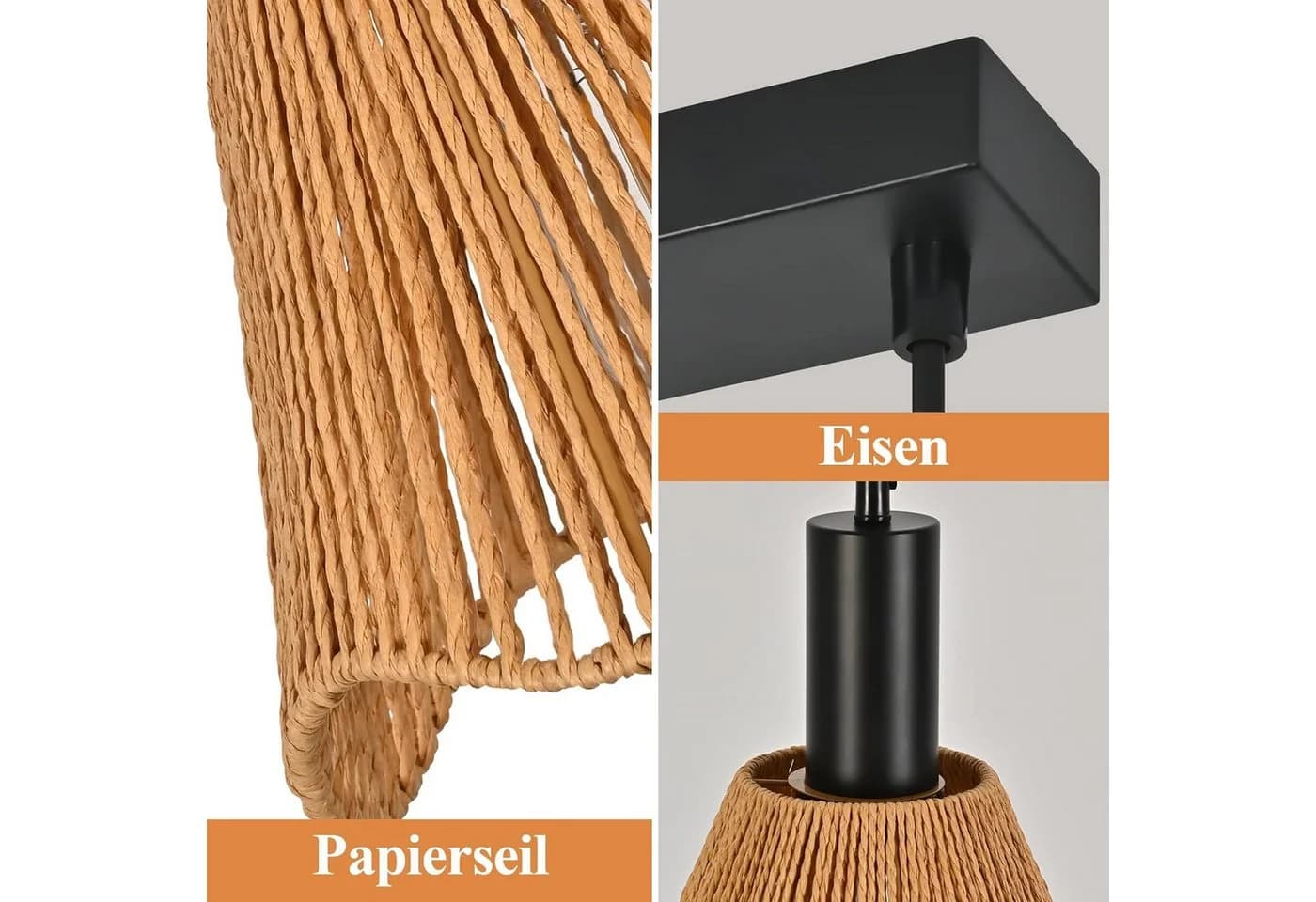 Nettlife Pendelleuchte Schwarz Rattan Retro Boho Hängelampe - Bild 4