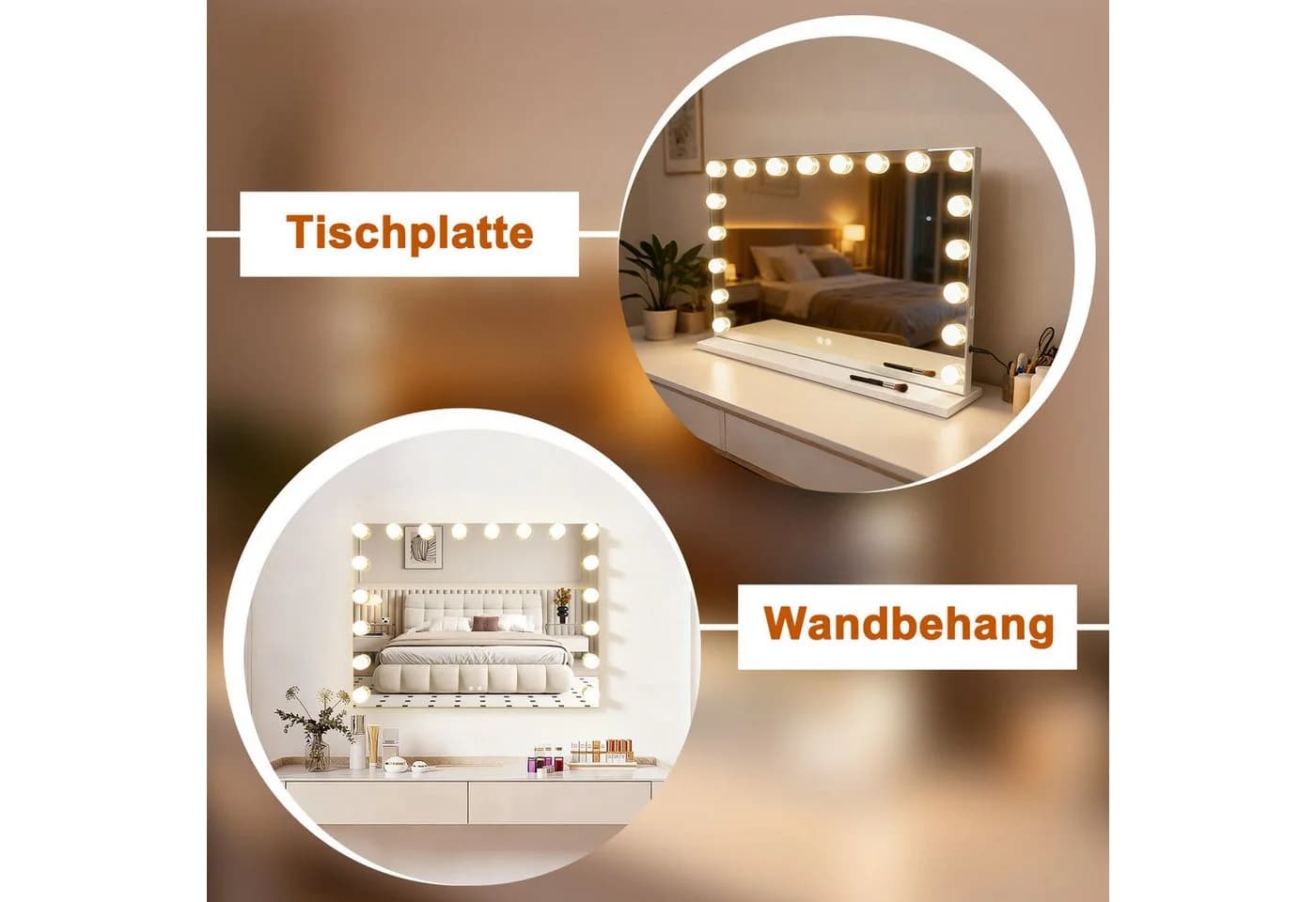 Nettlife Schminkspiegel LED-Beleuchtung Bluetooth 18 LEDs 3 Lichtmodi Hollywood Style - Bild 4