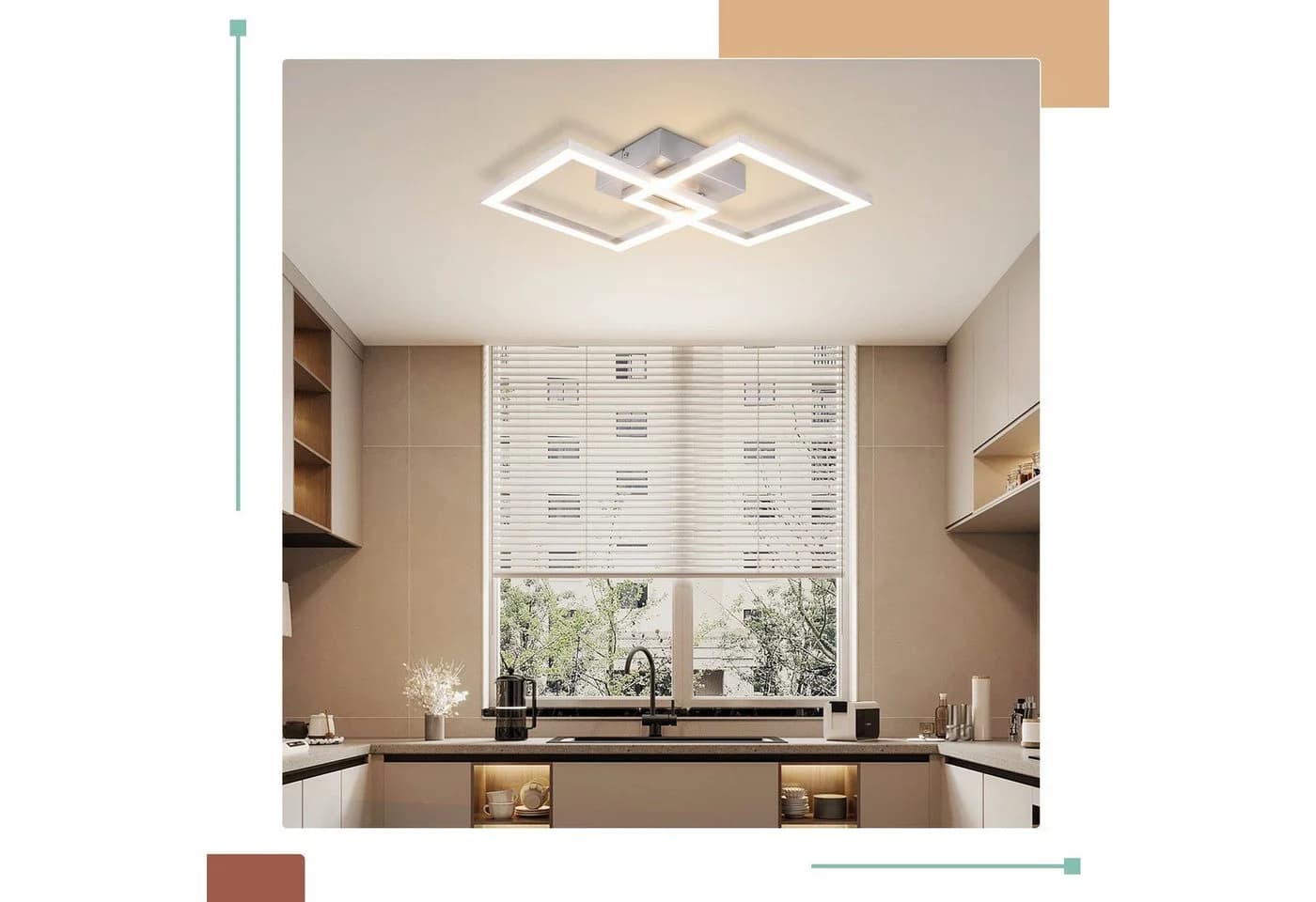 Nettlife LED Deckenleuchte Schwarz/Weiß Eckig Modern 24W Metall 3000K
