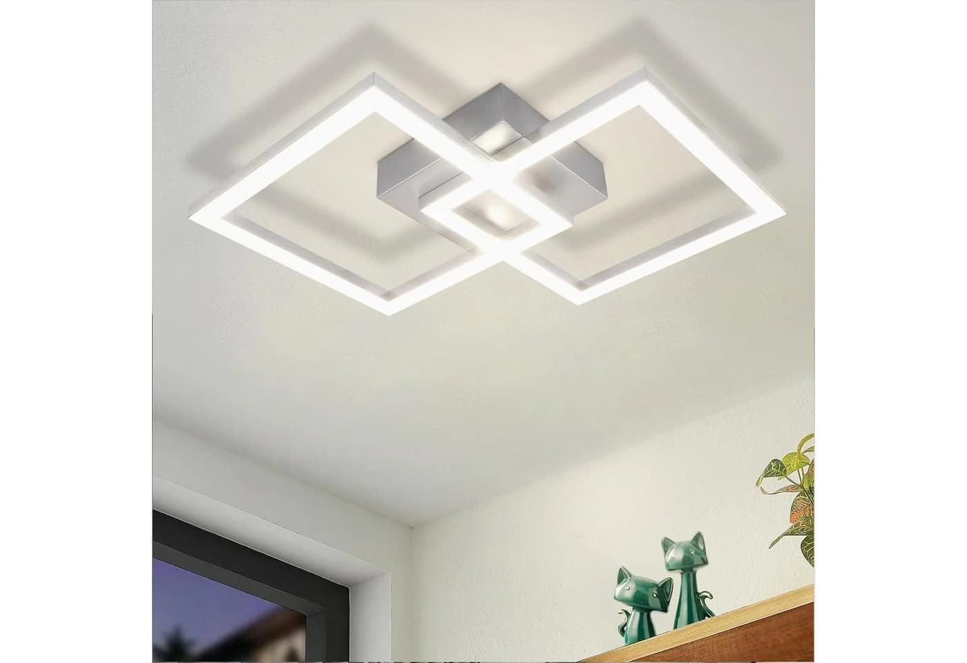 Nettlife LED Deckenleuchte Schwarz/Weiß Eckig Modern 24W Metall 3000K - Bild 2