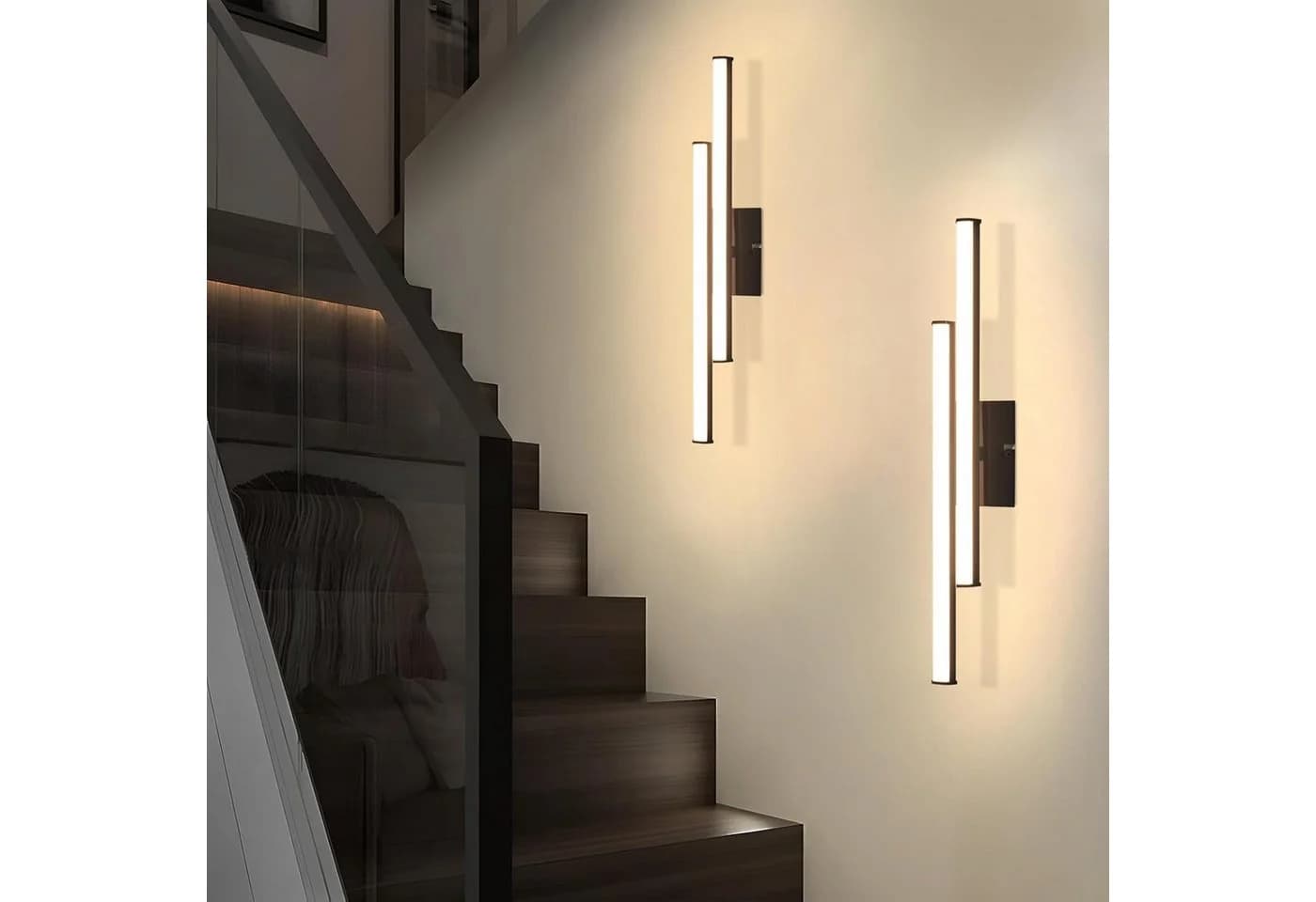 Nettlife LED Wandleuchte Innen Schwarz Modern 6W/7W 3000K Flur Wandbeleuchtung Warmweiß