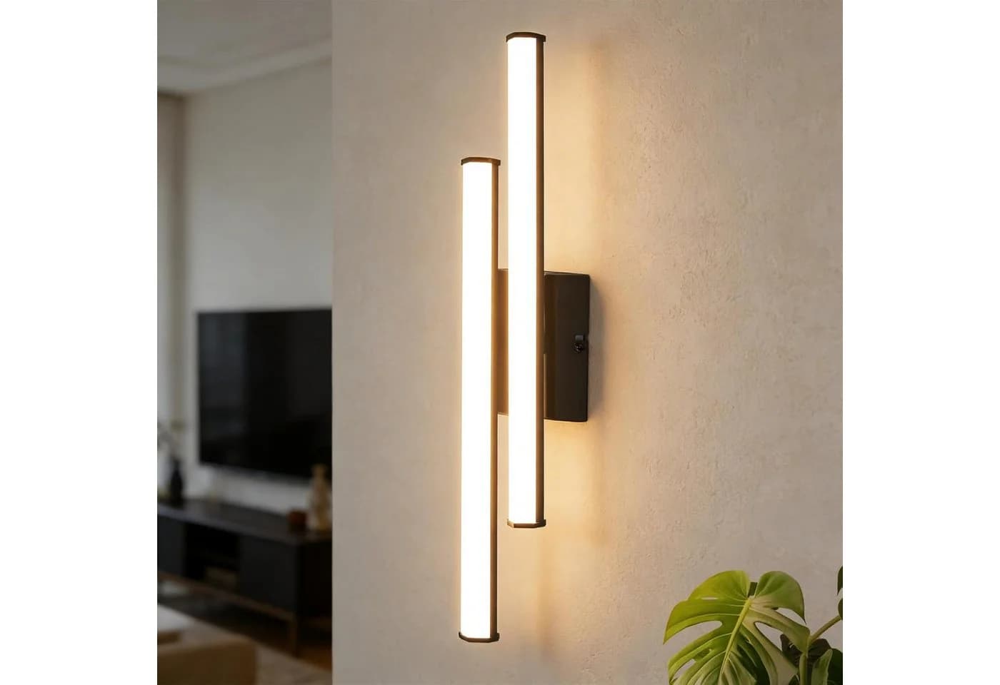 Nettlife LED Wandleuchte Innen Schwarz Modern 6W/7W 3000K Flur Wandbeleuchtung Warmweiß - Bild 2