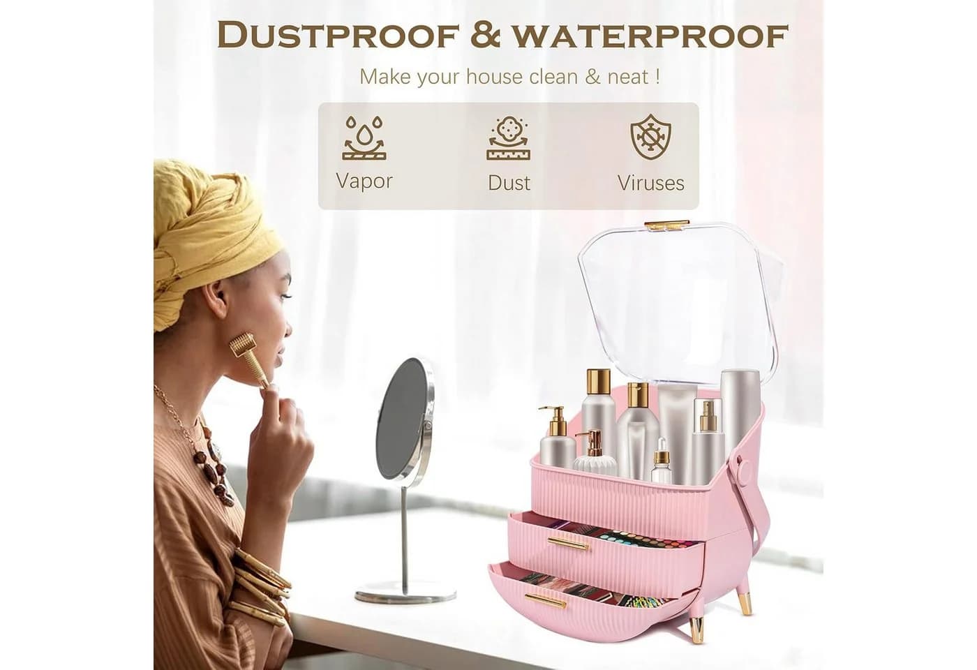 Nettlife Make-Up Organizer Kosmetikorganizer mit 2 Schubladen - Bild 3