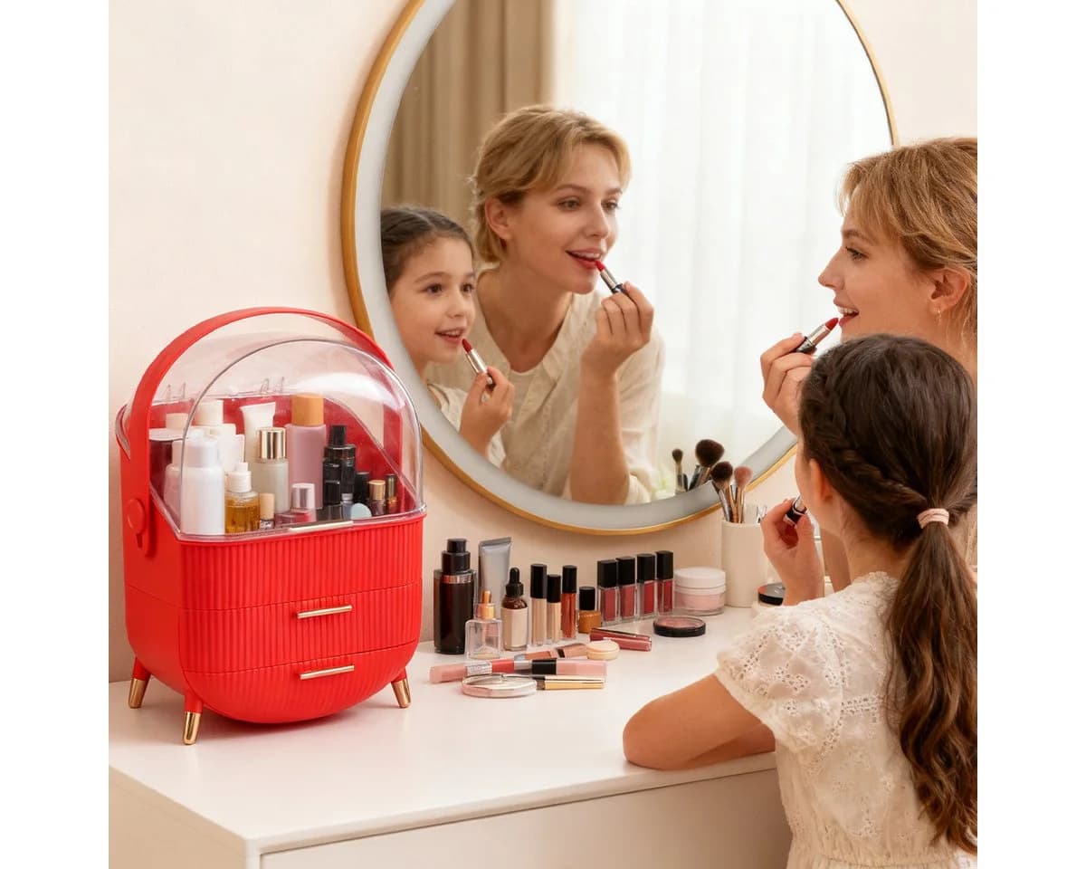 Nettlife Make-Up Organizer mit 2 Schubladen Rot - Bild 5