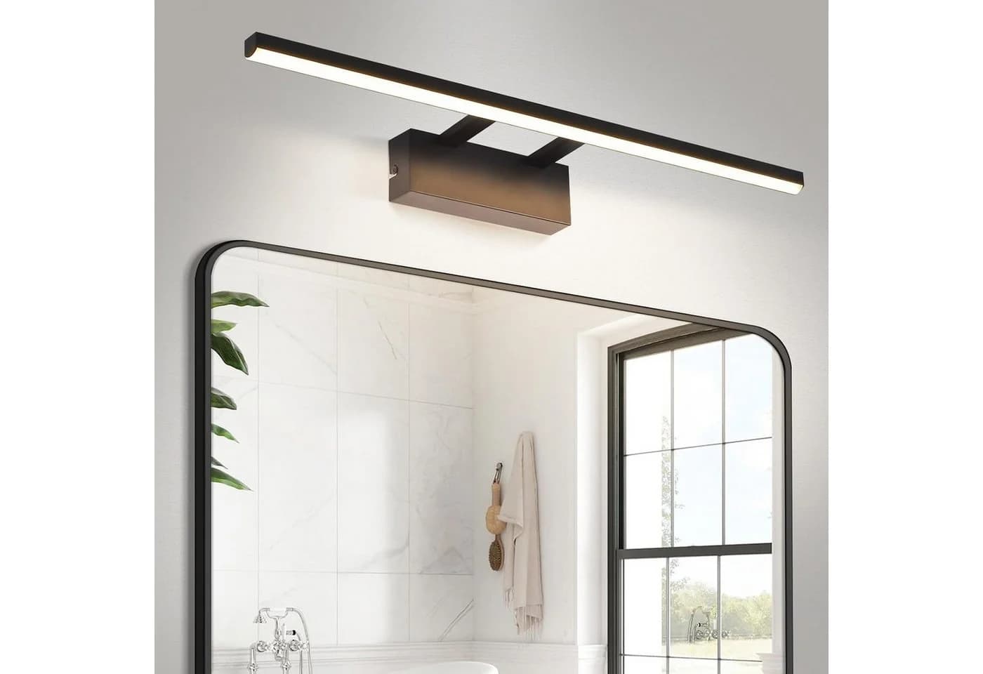Nettlife LED Spiegelleuchte Schwarz Modern Badezimmer Spiegelbeleuchtung 60 cm 4000K Neutralweiß - Bild 2