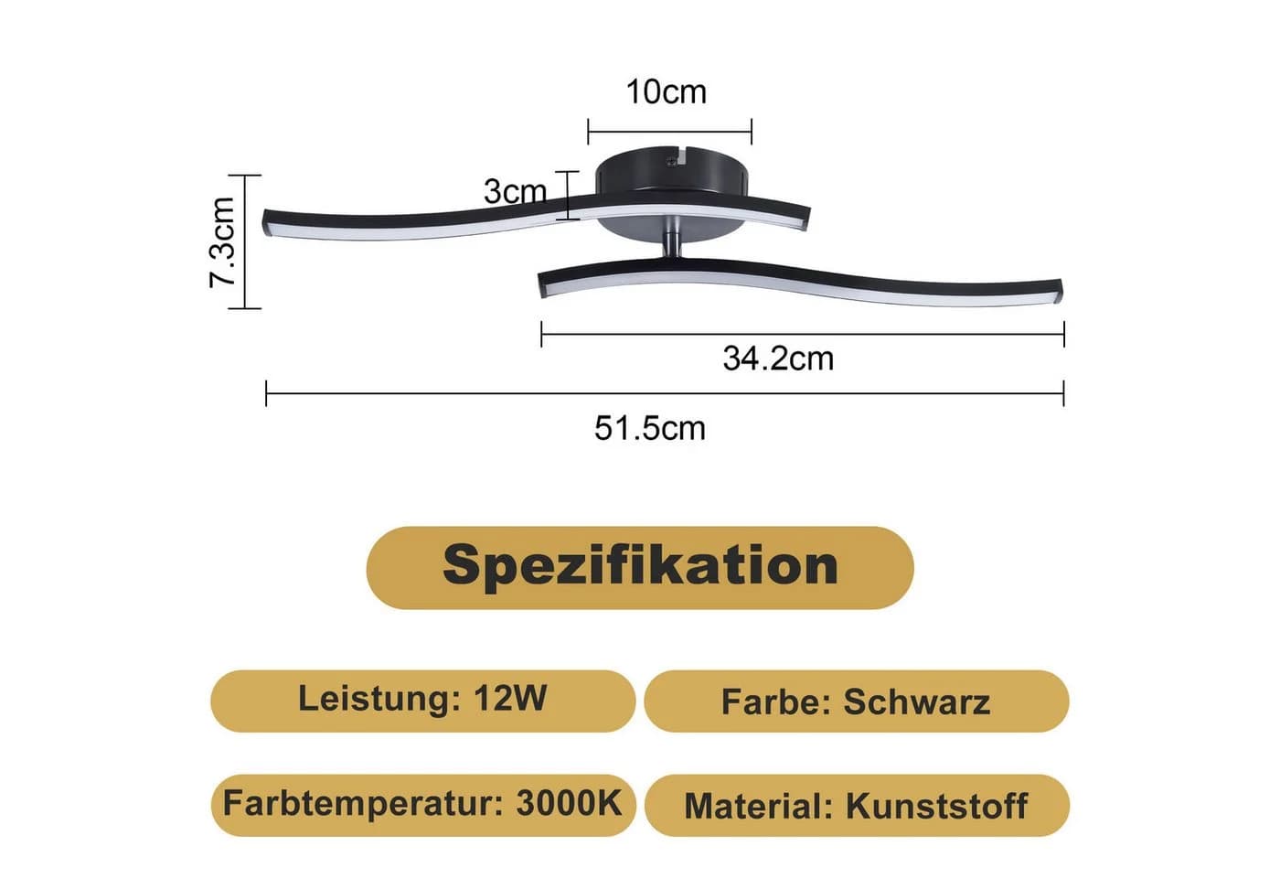 Nettlife LED Deckenleuchte 6W Warmweiß Modern - Bild 3