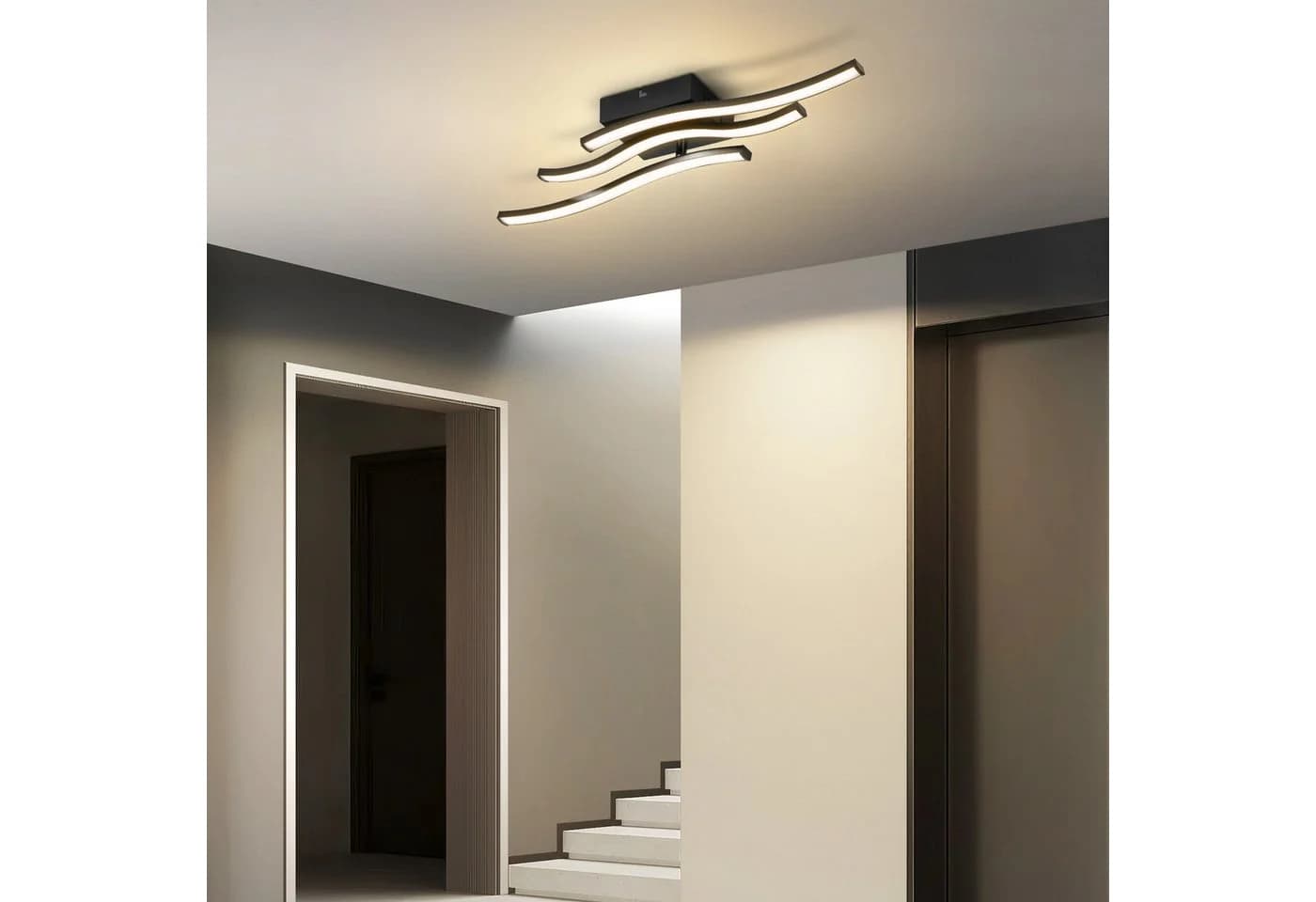 Nettlife LED Deckenleuchte Schwarz Modern 18W Warmweiß - Bild 4