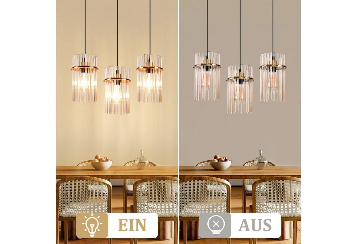 Nettlife Pendelleuchte Schwarz/Gold E27 Ø 60cm Modern - Bild 4