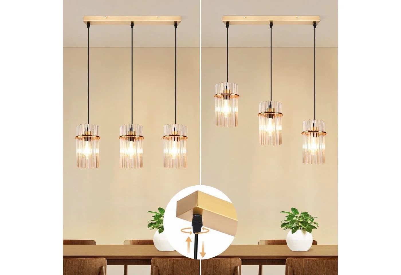 Nettlife Pendelleuchte Schwarz/Gold E27 Ø 60cm Modern - Bild 5