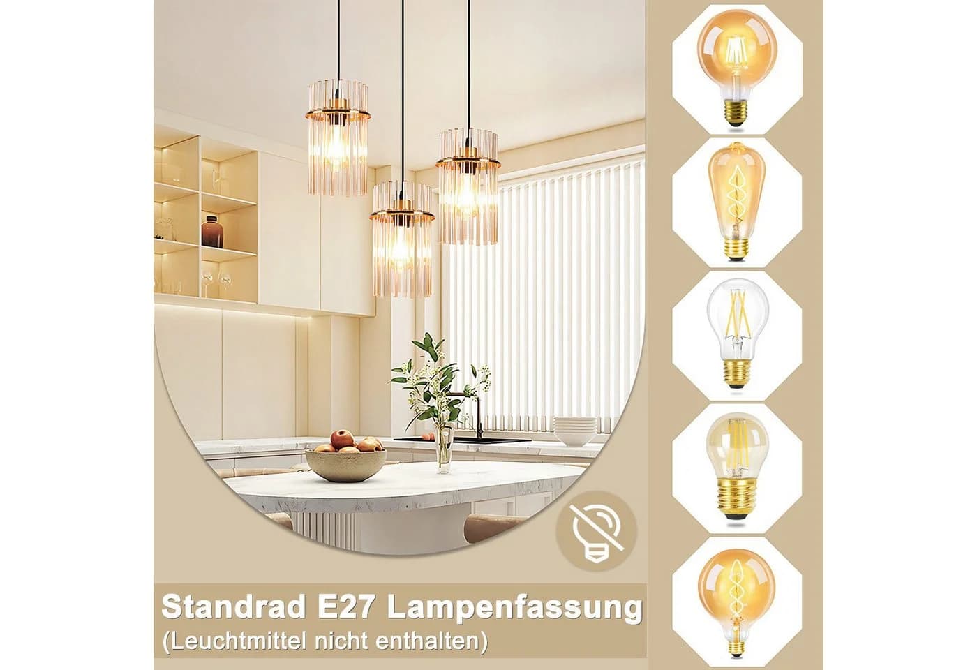 Nettlife Pendelleuchte Schwarz/Gold Ø 60cm E27 Modern - Bild 4