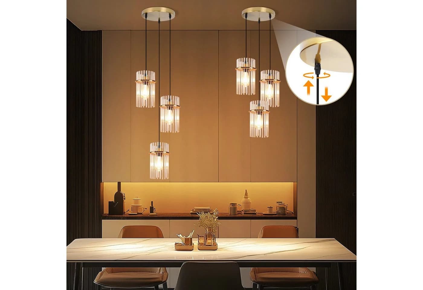 Nettlife Pendelleuchte Schwarz/Gold Ø 60cm E27 Modern - Bild 5