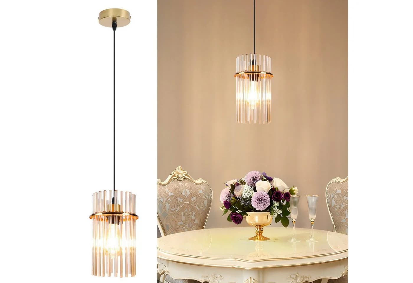 Nettlife Pendelleuchte Schwarz/Gold E27 Modern - Bild 2