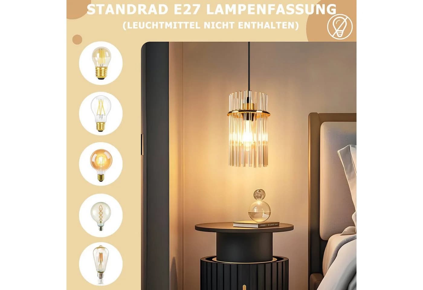 Nettlife Pendelleuchte Schwarz/Gold E27 Modern - Bild 5