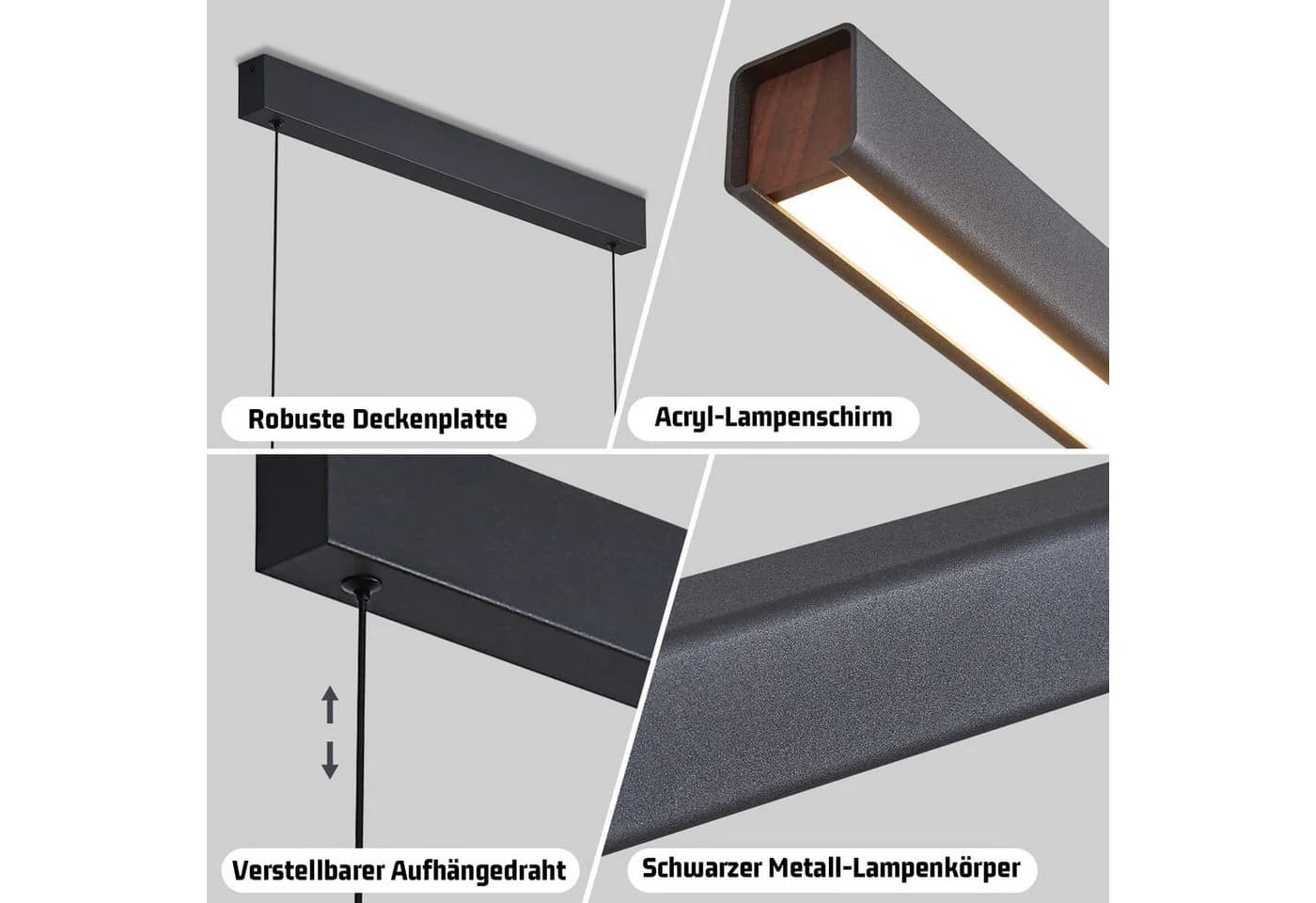 Nettlife LED Pendelleuchte Modern Schwarz Fernbedienung - Bild 4