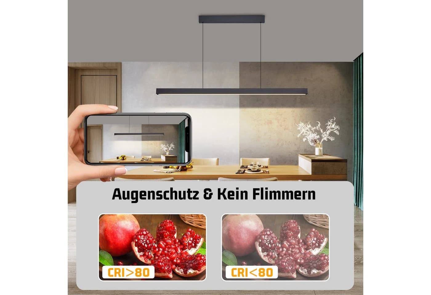 Nettlife LED Pendelleuchte Modern Schwarz Fernbedienung - Bild 5