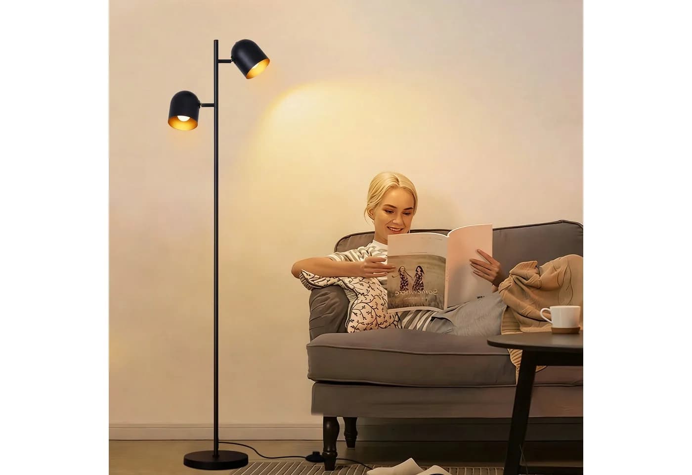 Nettlife Stehlampe Wohnzimmer Schwarz Metall Industrielle Retro