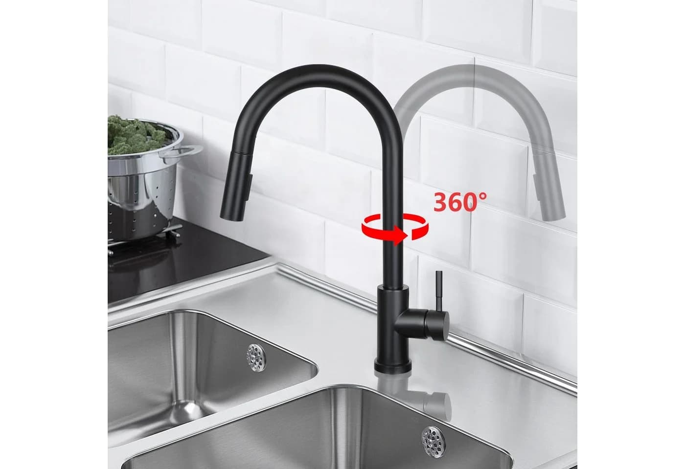 Nettlife Küchenarmatur Ausziehbar 360° Edelstahl - Bild 5