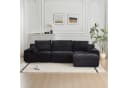 Leawin Ecksofa 3-Sitzer mit Hocker Schwarz Cord Bild 2