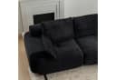 Leawin Ecksofa 3-Sitzer mit Hocker Schwarz Cord Bild 5