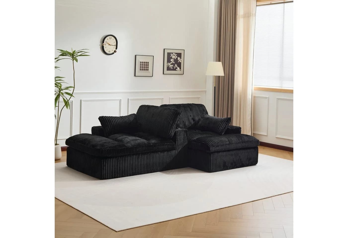 Leawin Loungesofa Modulares Cordsofa Schwarz - Bild 4