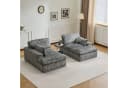 Leawin Loungesofa 2-Sitzer mit Bettfunktion Grau Cord Bild 1