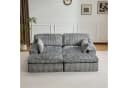 Leawin Loungesofa 2-Sitzer mit Bettfunktion Grau Cord Bild 2