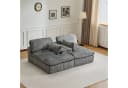 Leawin Loungesofa 2-Sitzer mit Bettfunktion Grau Cord Bild 4