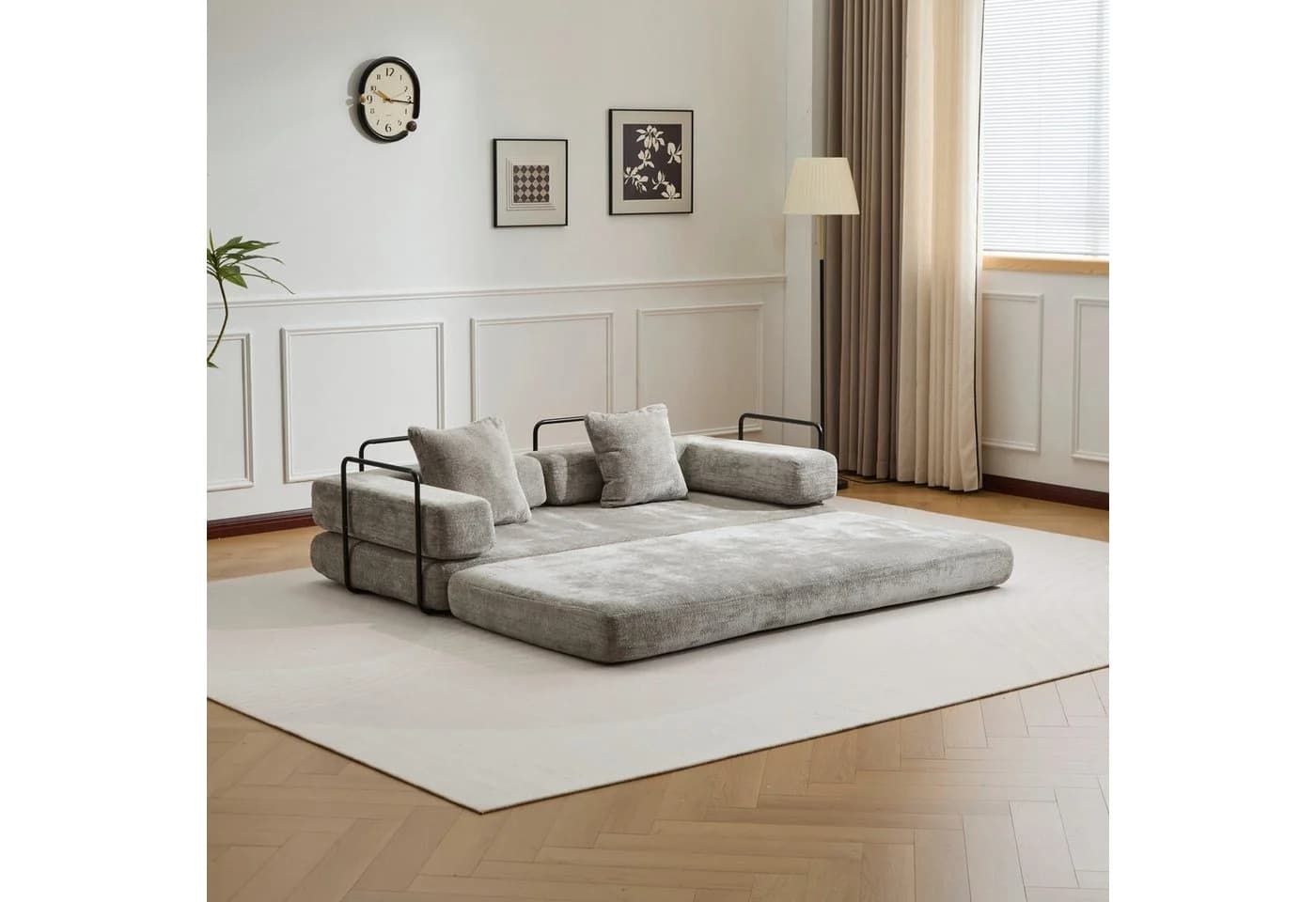 Leawin Loungesofa Klappbares 3-Sitzer Sofa Bett Queensize aus Chenille - Bild 3