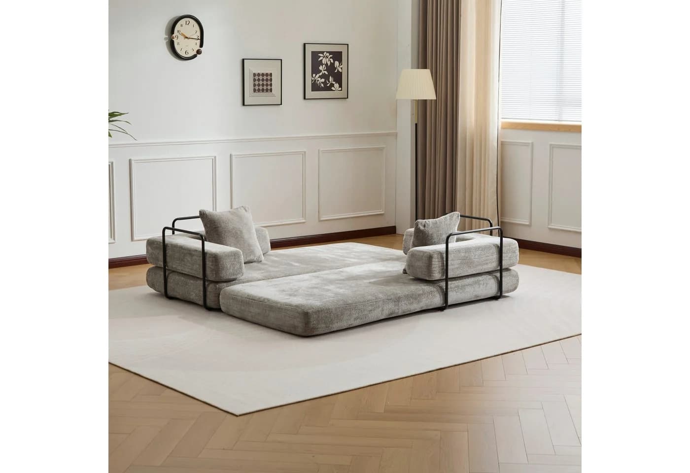 Leawin Loungesofa Klappbares 3-Sitzer Sofa Bett Queensize aus Chenille - Bild 4