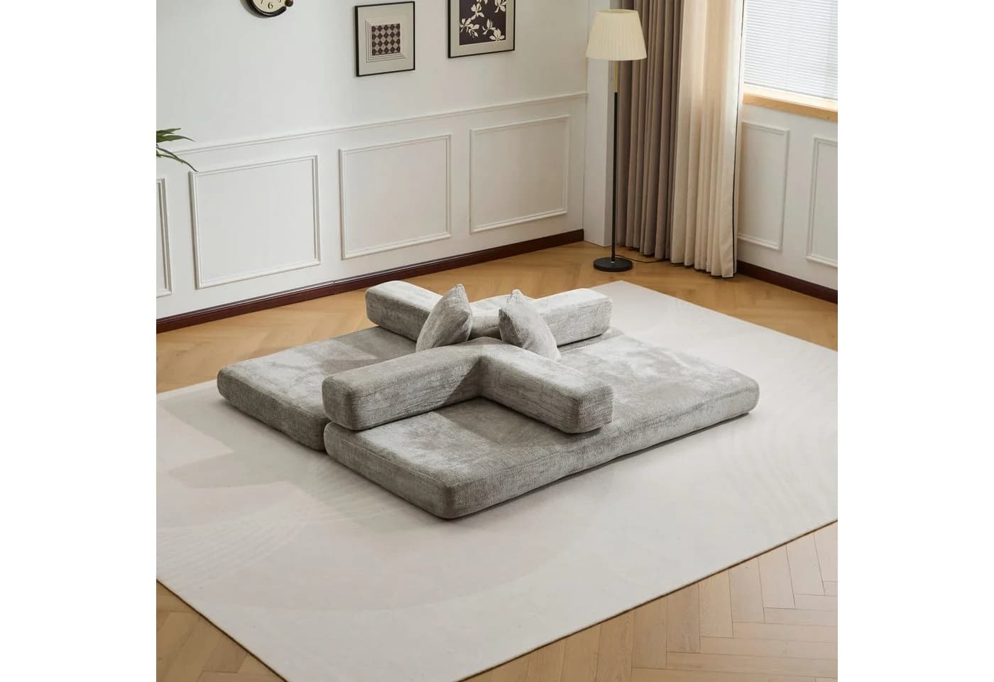 Leawin Loungesofa Klappbares 3-Sitzer Sofa Bett Queensize aus Chenille - Bild 5
